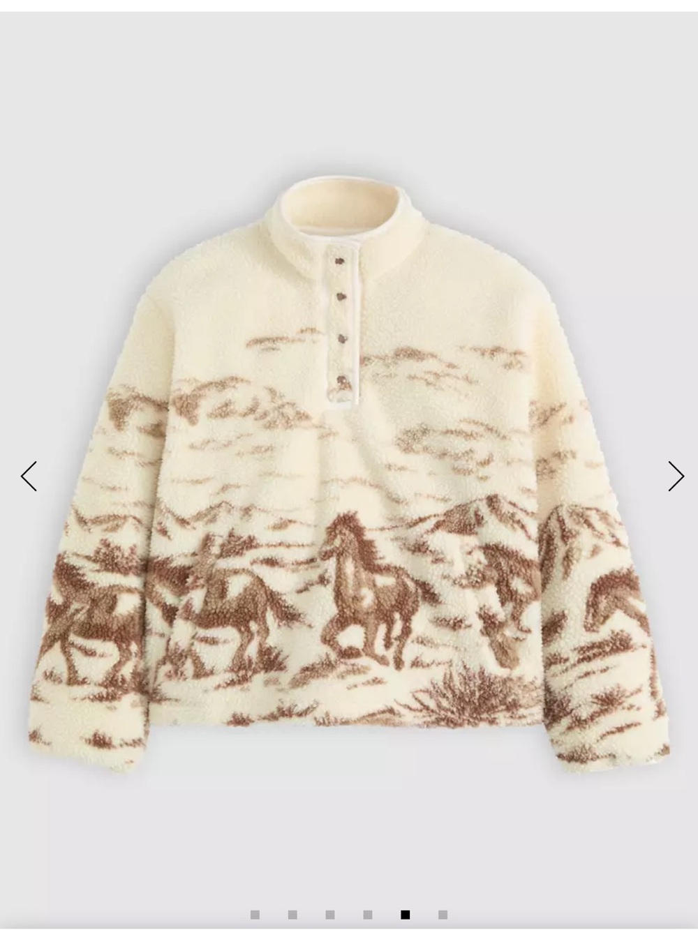 Levi's Kasey Sherpa pullover -Cream & Brown Sherpa Mock-Neck fleece with Horses